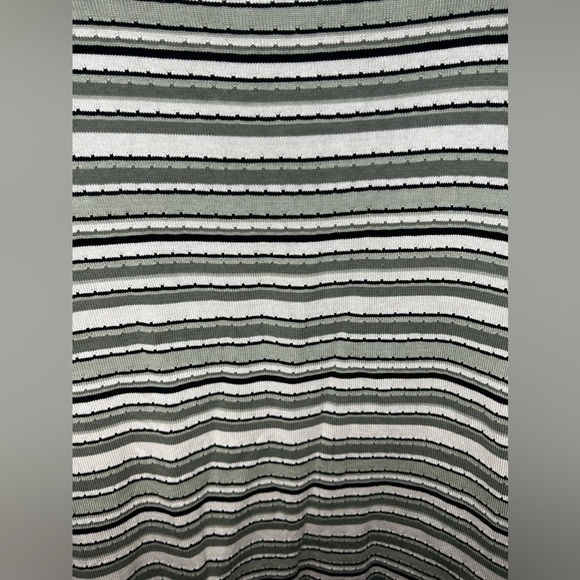 Women’s Geoffrey Beene Green Beige Stripe Silk Blend Short Sleeve Top Size Large - Picture 5 of 5